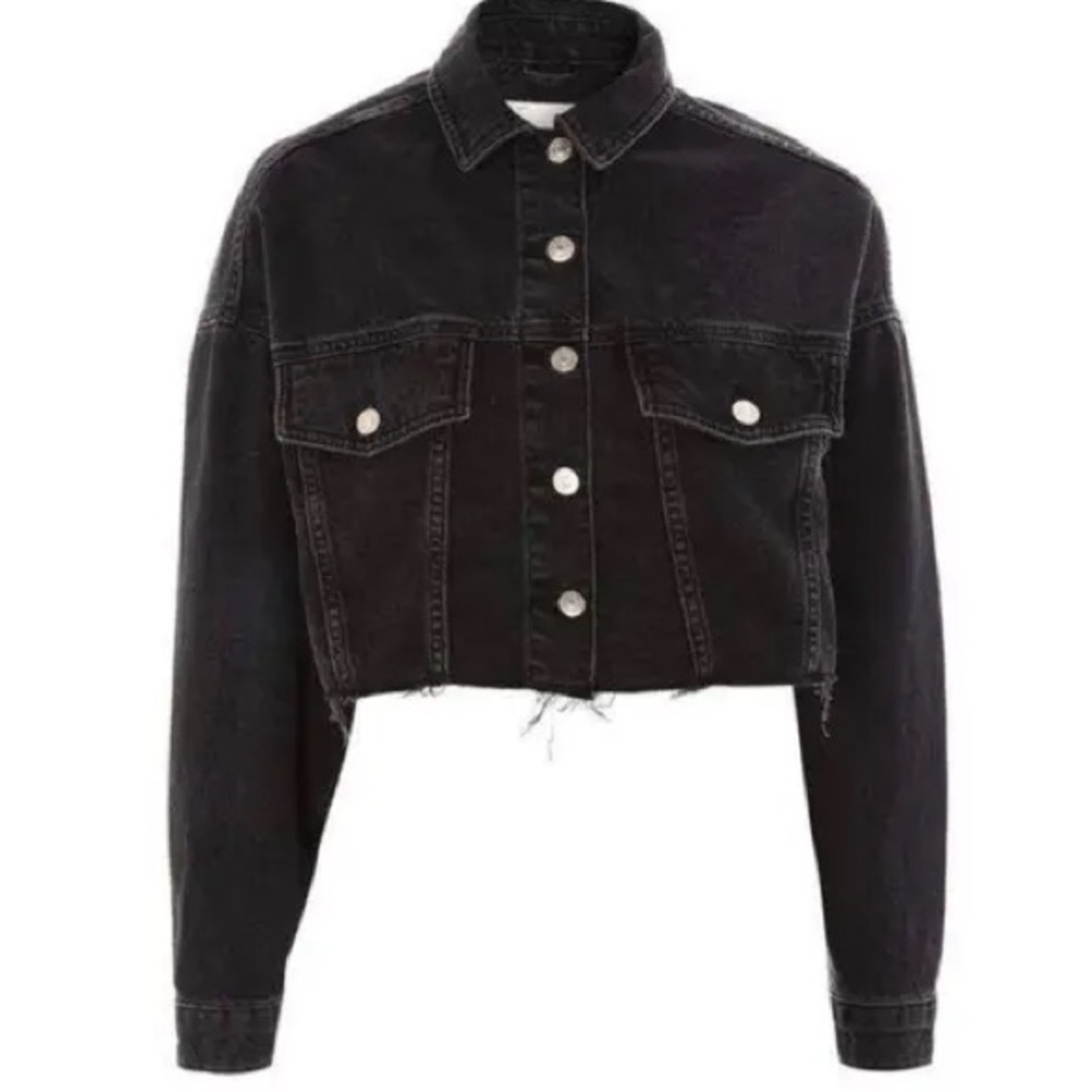 TopShop Raw Hem Cropped Denim Jean Jacket
